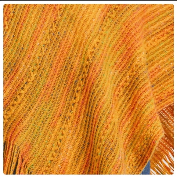 🆕🔥 Mustard Multi Print Knitted Poncho - Picture 2 of 5